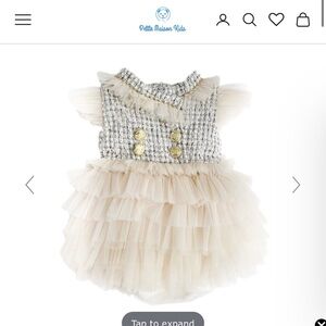 Petite maison kids Fira Tweed and Tulle romper with Gold Buttons size 9 months